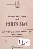 Jones & Lamson-Jones Lamson Saddle Type Turret Lathe Machine, Instruction & Parts Lists Manual-Saddle Type-01